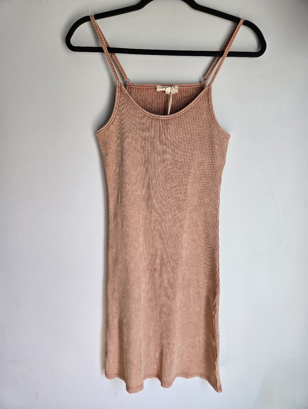 New MYSTREE Ribbed 💯 Cotton Dress in Peachy Nude